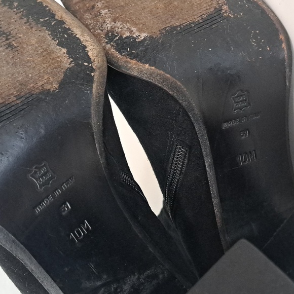 RARE VIA SPIGA Black Genuine Suede Leather Block Heel Square Toe Tall Boots - Picture 10 of 13